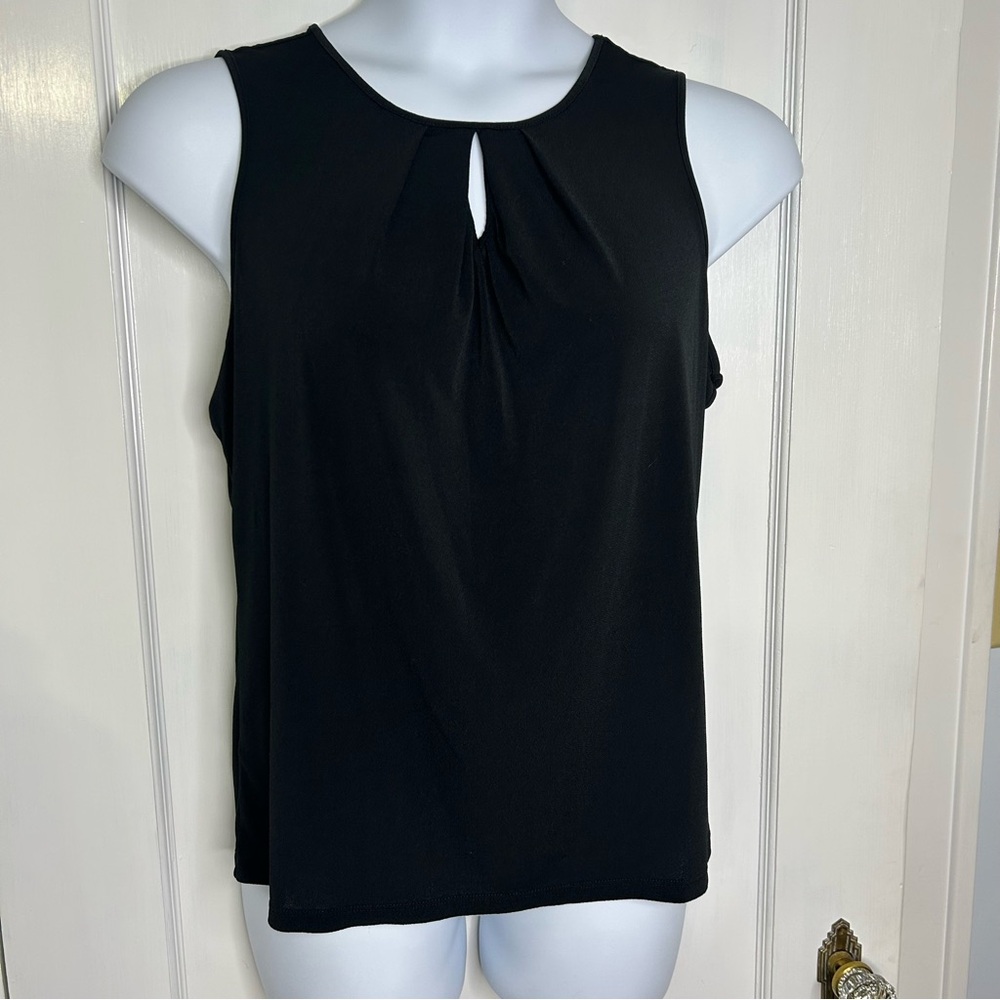 Ann Taylor Women’s  Black Keyhole sleeveless blouse top Size Petite Large